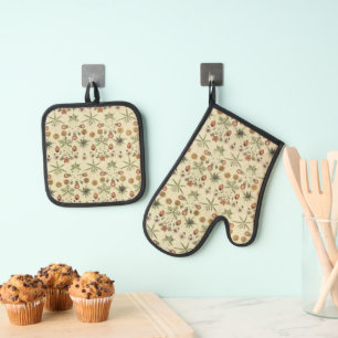 Ensemble De Gant De Cuisine Et De Manique Daisy par William Morris, fleurs victoriennes vint