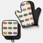 Ensemble De Gant De Cuisine Et De Manique Dancing Taiyaki (Recto/Verso)