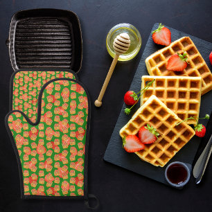 Ensemble De Gant De Cuisine Et De Manique De délicieuses gaufres et fruits verts