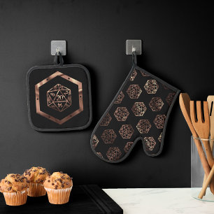 Ensemble De Gant De Cuisine Et De Manique Dés RPG Imaginaire cuivre Retro Tabletop PnP Gam