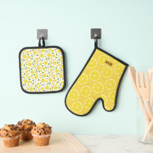 Ensemble De Gant De Cuisine Et De Manique Design citron mignon