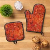 Ensemble De Gant De Cuisine Et De Manique Design de jaspe rouge (De haut en bas)