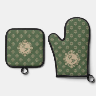 Ensemble De Gant De Cuisine Et De Manique Design stylisé Foulard en Sage Green