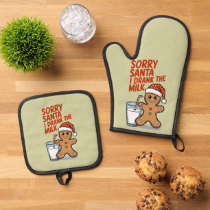 Ensemble De Gant De Cuisine Et De Manique Désolé Père Noël J'Ai bu Le Lait Baby Costume de N