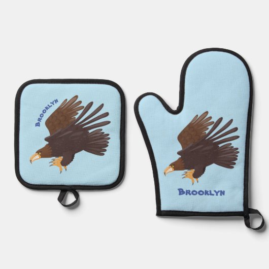 Ensemble De Gant De Cuisine Et De Manique dessin humoristique d'aigle royal (Recto)