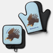 Ensemble De Gant De Cuisine Et De Manique dessin humoristique d'aigle royal (Recto/Verso)