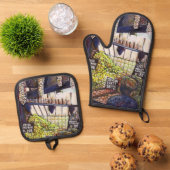 Ensemble De Gant De Cuisine Et De Manique Dimensions de curiosité (De haut en bas)