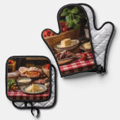 Ensemble De Gant De Cuisine Et De Manique Dîner Spaghetti (Recto/Verso)