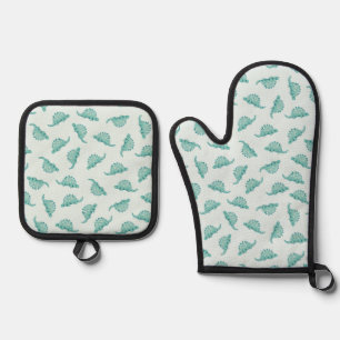 Ensemble De Gant De Cuisine Et De Manique Dinosaur Stegosaurus motif