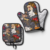 Ensemble De Gant De Cuisine Et De Manique Doggi (Recto/Verso)