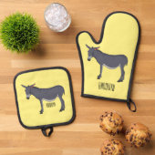 Ensemble De Gant De Cuisine Et De Manique Donkey cartoon (De haut en bas)