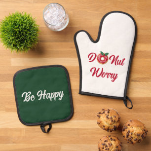 Ensemble De Gant De Cuisine Et De Manique Donut Worry Cute Funny Christmas Illustration cade