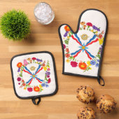 Ensemble De Gant De Cuisine Et De Manique Drapeau assyrien Mitt et Pot Holders (De haut en bas)
