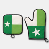 Ensemble De Gant De Cuisine Et De Manique Drapeau d'état vert du Texas (Recto)