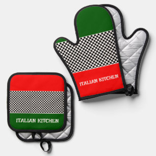 Ensemble De Gant De Cuisine Et De Manique Drapeau italien