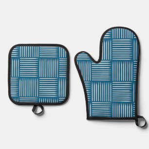 Ensemble De Gant De Cuisine Et De Manique Drum Crosshatch