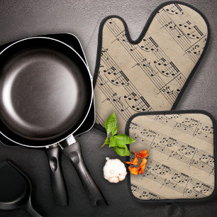 Ensemble De Gant De Cuisine Et De Manique Duo de cuisine mélodique