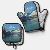 Ensemble De Gant De Cuisine Et De Manique Eaux glaciaires de l'Alaska (Recto/Verso)