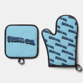 Ensemble De Gant De Cuisine Et De Manique École Bluz-3DII (Recto)