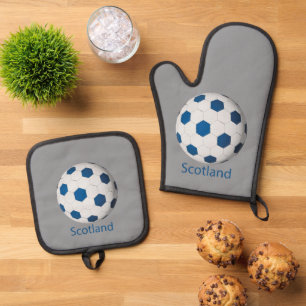 Ensemble De Gant De Cuisine Et De Manique Écosse Football