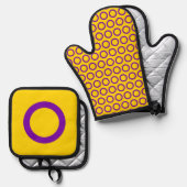 Ensemble De Gant De Cuisine Et De Manique Écran Drapeau Intersexe Mitt et Pot (Recto/Verso)