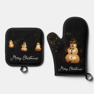 Ensemble De Gant De Cuisine Et De Manique Écran Luminaire Snowman