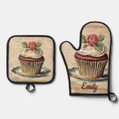 Ensemble De Gant De Cuisine Et De Manique Élégant boulangerie Pâtisserie Chef Cupcake Baker (Recto)