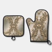 Ensemble De Gant De Cuisine Et De Manique Élégant Décor Moderne (Recto)