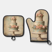 Ensemble De Gant De Cuisine Et De Manique Élégant gâteau boulangerie pâtisserie Chef boulang (Recto)