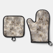 Ensemble De Gant De Cuisine Et De Manique Élégant Mariage gris blanc or (Recto)