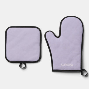 Ensemble De Gant De Cuisine Et De Manique Élégant Misty Lilac Nom personnalisé -