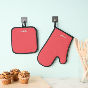 Ensemble De Gant De Cuisine Et De Manique Élégant Personnalisé Joli Rouge Pastèque Élégant