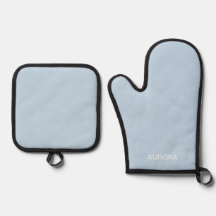 Ensemble De Gant De Cuisine Et De Manique Élégant Poudre Bleu Nom personnalisé -