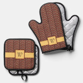 Ensemble De Gant De Cuisine Et De Manique Empreinte de léopard Chevron (Recto/Verso)