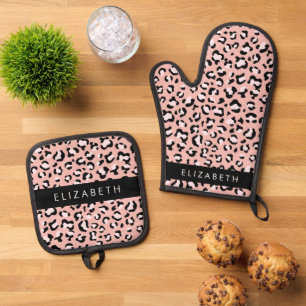 Ensemble De Gant De Cuisine Et De Manique Empreinte de léopard, Spots, Leopard Rose, Votre N