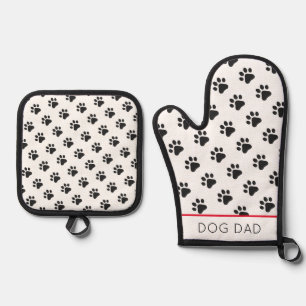 Ensemble De Gant De Cuisine Et De Manique Empreintes de pattes Pet Adulte DOG DAD Animal Fun