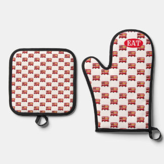 Ensemble De Gant De Cuisine Et De Manique Epic Double Decker London Red Bus