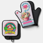 Ensemble De Gant De Cuisine Et De Manique Fait Maison Avec Amour (Recto/Verso)