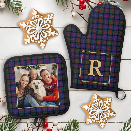 Ensemble De Gant De Cuisine Et De Manique Family Photo Christmas Plaid Personalized Monogram