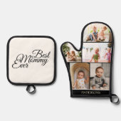 Ensemble De Gant De Cuisine Et De Manique Fête des mères photo Collage personnalisé (Recto)