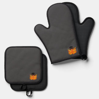 Ensemble De Gant De Cuisine Et De Manique feu