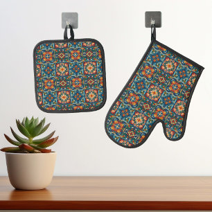 Ensemble De Gant De Cuisine Et De Manique Fiesta Mexicaine Talavera Carrelage céramique