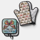 Ensemble De Gant De Cuisine Et De Manique Fille, tu as complètement ce papillon (Recto/Verso)