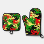 Ensemble De Gant De Cuisine Et De Manique Fissures afrocentriques (Recto)