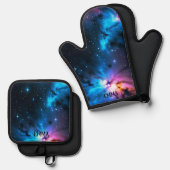 Ensemble De Gant De Cuisine Et De Manique Flèches célestes des étoiles Nom personnalisé (Recto/Verso)