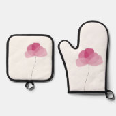 Ensemble De Gant De Cuisine Et De Manique Fleur (Recto)