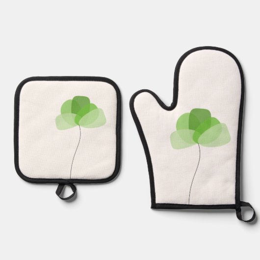 Ensemble De Gant De Cuisine Et De Manique Fleur (Recto)