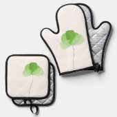 Ensemble De Gant De Cuisine Et De Manique Fleur (Recto/Verso)