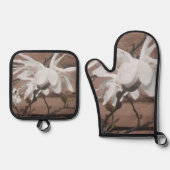 Ensemble De Gant De Cuisine Et De Manique Fleur blanche (Recto)