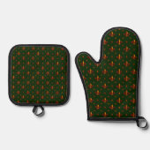 Ensemble De Gant De Cuisine Et De Manique Fleur De Lis (Recto)
